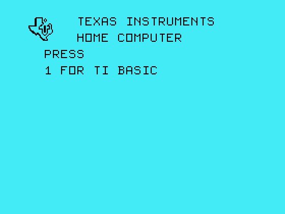 Market Simulation TI-99/4A Screenshot: TI-99/4A main menu; Market Simulation needs to be loaded from TI BASIC.