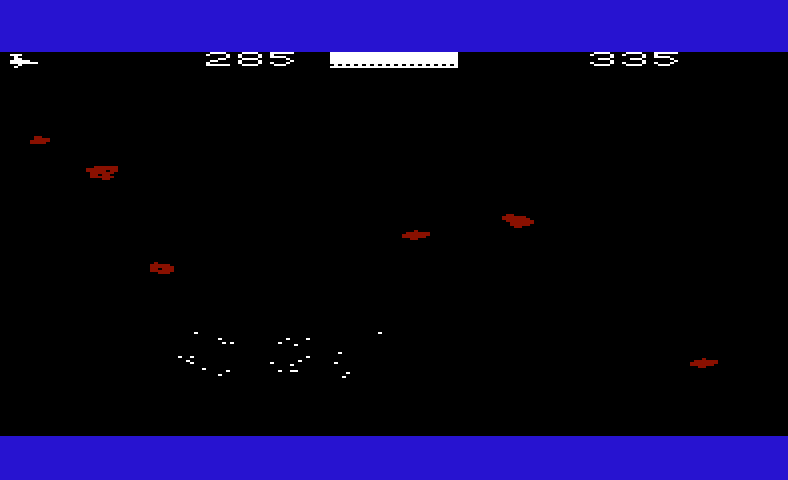 Meteor Run Commodore VIC-20 Screenshot: Crash! I've been hit...