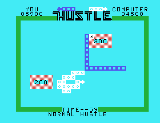 Hustle TI-99/4A Screenshot: I pick up a few extra points...