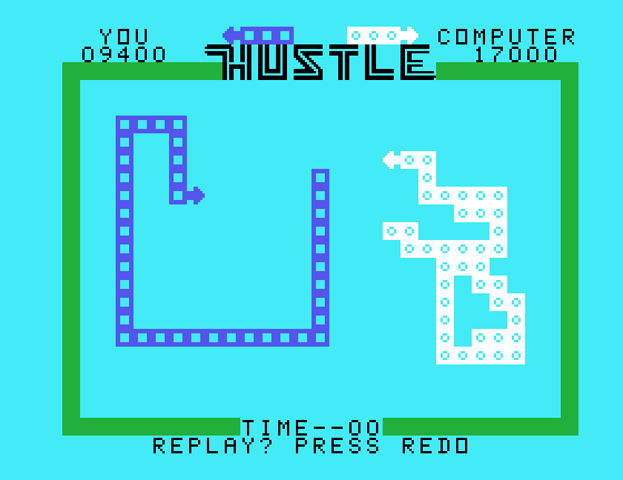 Hustle TI-99/4A Screenshot: Game over.