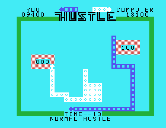 Hustle TI-99/4A Screenshot: The computer player is now leading...
