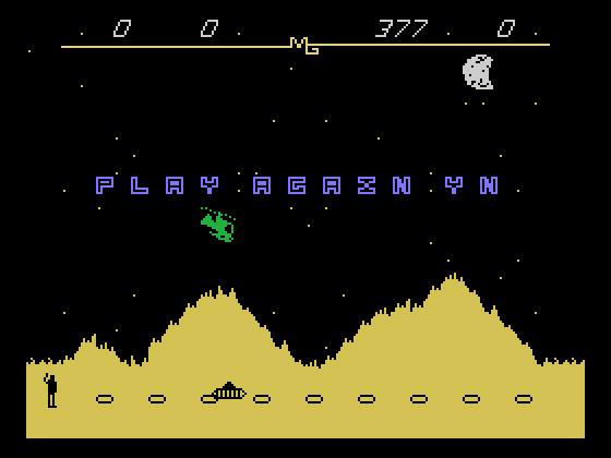 Night Mission TI-99/4A Screenshot: Game over.