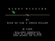 Night Mission for TI-99/4A - Title screen.