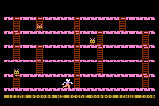 Apple Panic Atari 8-bit Screenshot: Game start.
