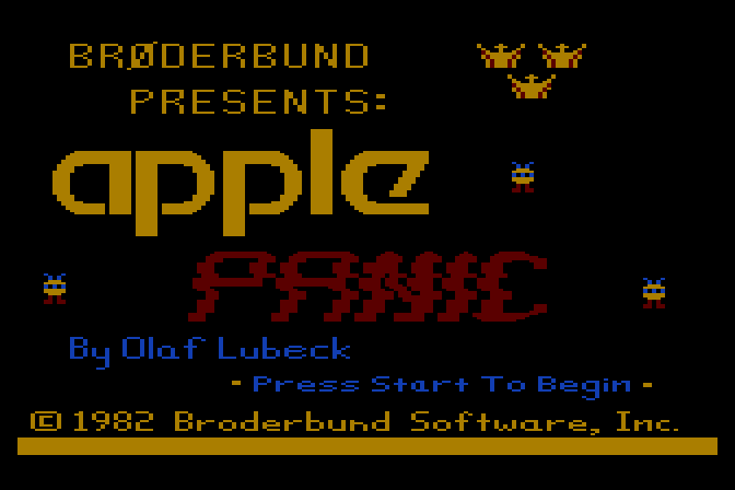 Apple Panic Atari 8-bit Screenshot: Title screen.