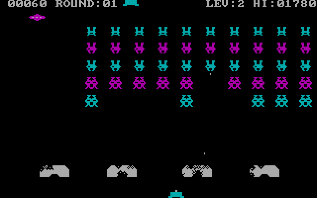 Space Strike IBM PC/Compatibles Screenshot: Gameplay; here come the invaders!
