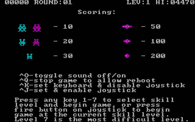 Space Strike IBM PC/Compatibles Screenshot: The main menu.