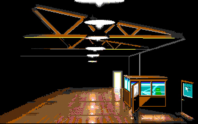 Twilight: 2000 IBM PC/Compatibles Screenshot: The motor pool room.