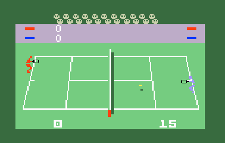 Tennis Intellivision Screenshot: Attempting to return a serve...