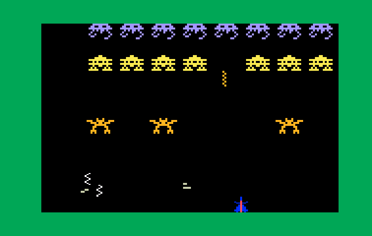 Space Armada Intellivision Screenshot: Some of the invaders are invisible!