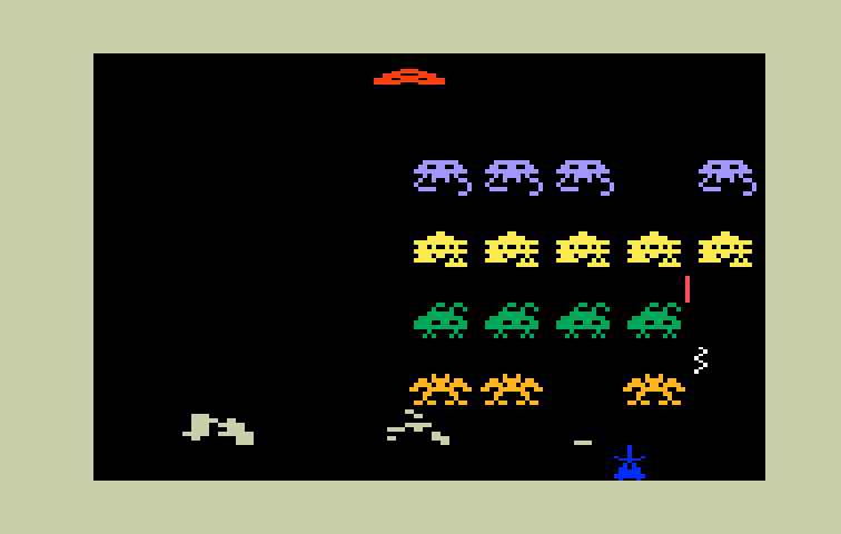 Space Armada Intellivision Screenshot: My shields are almost gone now that I'm on round 3.