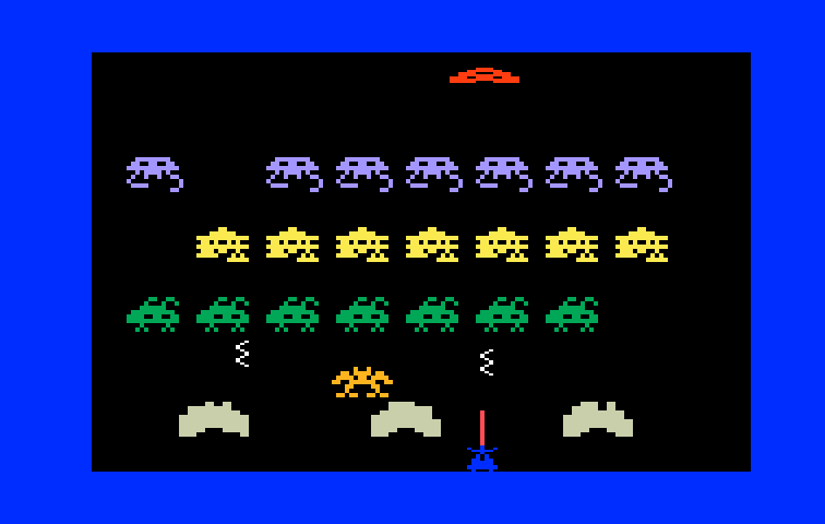 Space Armada Intellivision Screenshot: If you can, blast the saucer for bonus points!