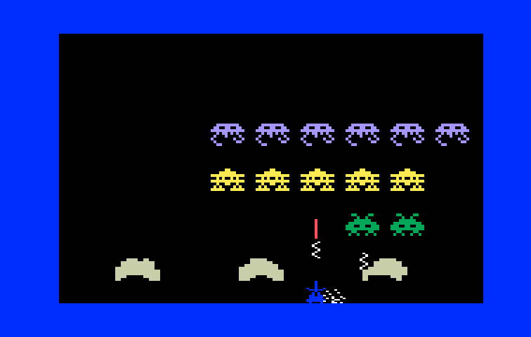 Space Armada Intellivision Screenshot: That was close, the invaders almost got me!