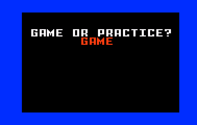 Space Armada Intellivision Screenshot: Game or practice mode?