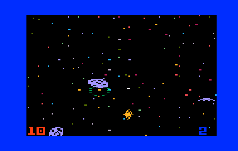 Space Battle Intellivision Screenshot: Targeting an enemy saucer...