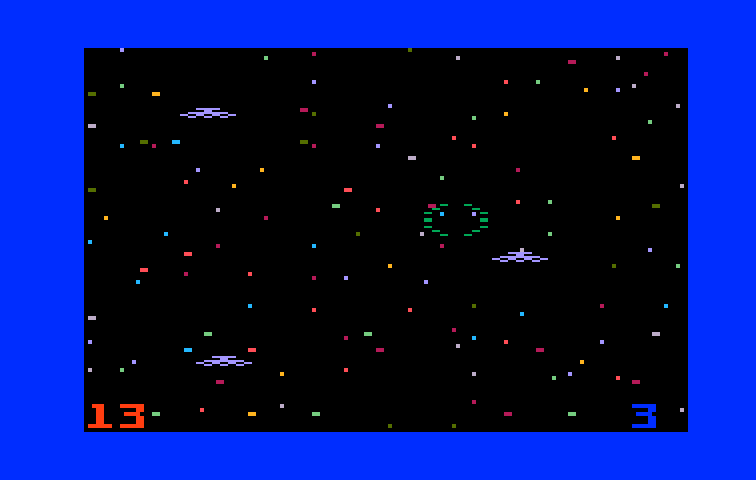 Space Battle Intellivision Screenshot: Time to blast some saucers!