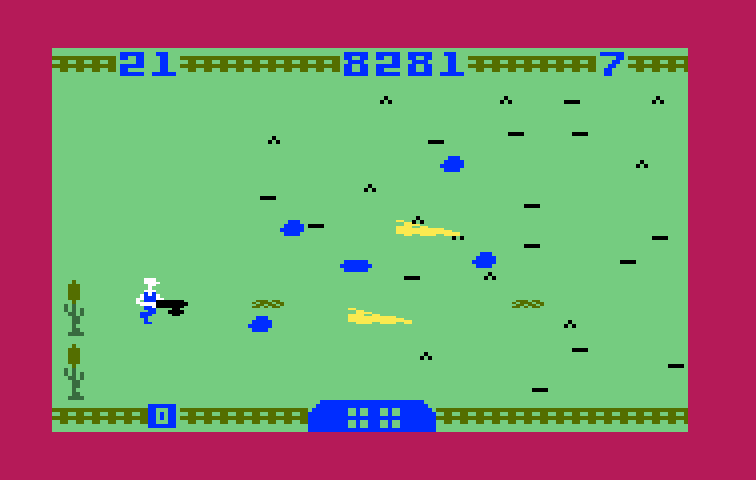 Worm Whomper Intellivision Screenshot: My last two ears of corn need to be defended...