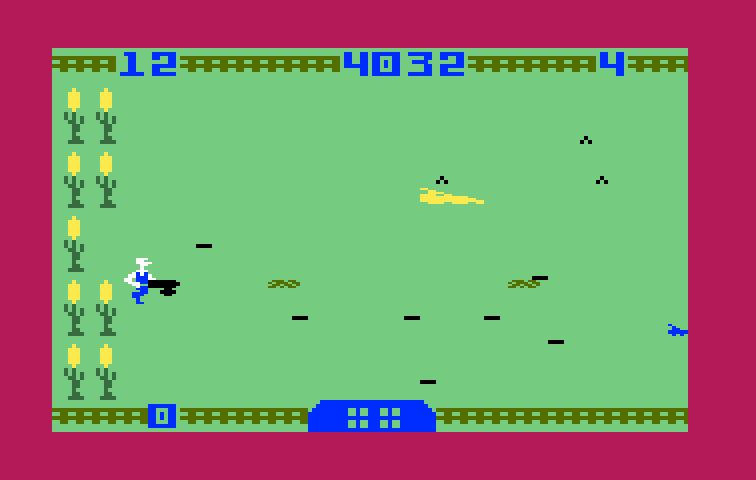 Worm Whomper Intellivision Screenshot: Pests attack in greater numbers as the game progresses.