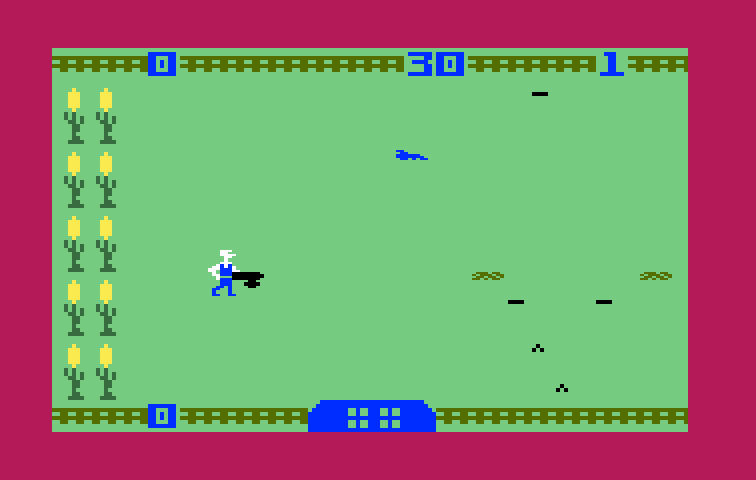 Worm Whomper Intellivision Screenshot: Game start; here come some pesky critters!