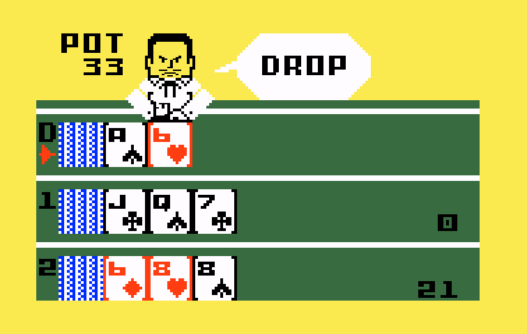 Las Vegas Poker & Blackjack Intellivision Screenshot: Dealer drops...