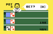 Las Vegas Poker & Blackjack for Intellivision - During the hand each player can view their cards; player 2 has two jacks, player one look away!