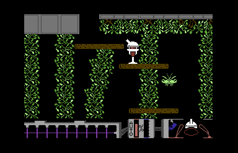 Spiderbot Commodore 64 Screenshot: Exploring one of many screens.