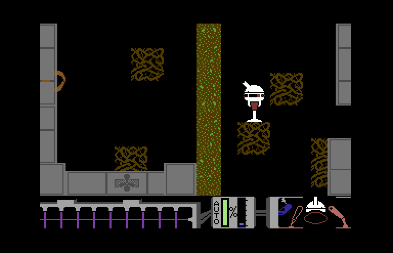 Spiderbot Commodore 64 Screenshot: Jumping my way down a tall screen.
