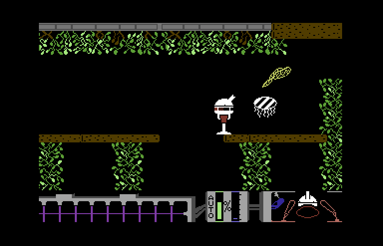 Spiderbot Commodore 64 Screenshot: Missed that white thing with the net...