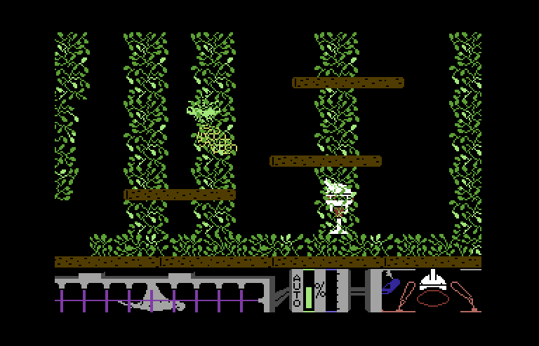 Spiderbot Commodore 64 Screenshot: Attempting to catch a giant moth.