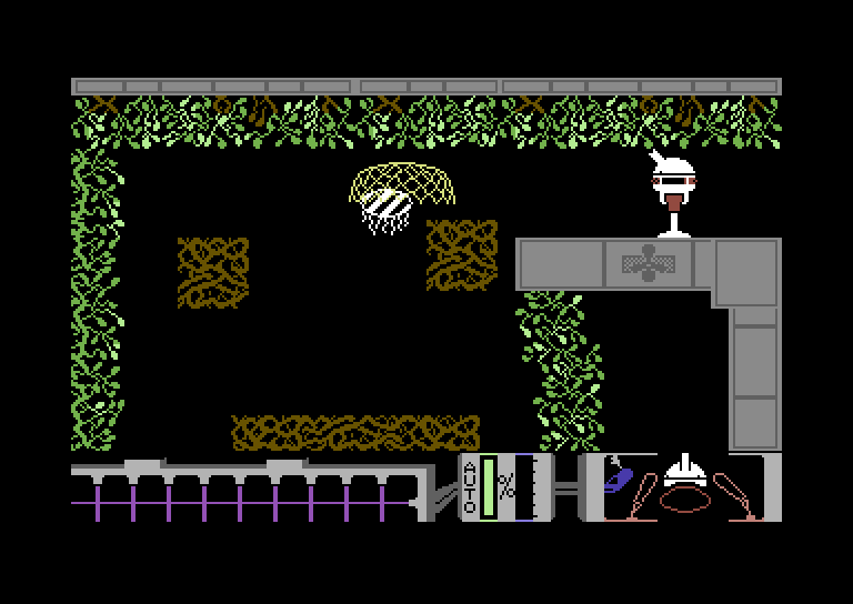 Spiderbot Commodore 64 Screenshot: Attempting to catch a critter...