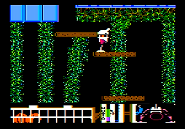 Spiderbot Apple II Screenshot: Some screens have a lot of platforms to jump on...