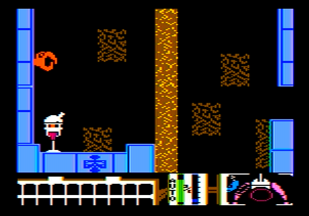 Spiderbot Apple II Screenshot: I fell into a dead end, I'll need to carefully jump my way out...
