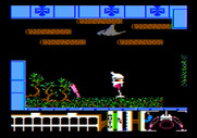 Spiderbot for Apple II - A creature floats by across the top of the screen...
