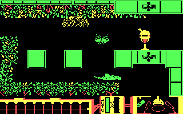 Spiderbot IBM PC/Compatibles Screenshot: Tried to catch a giant moth, but missed...