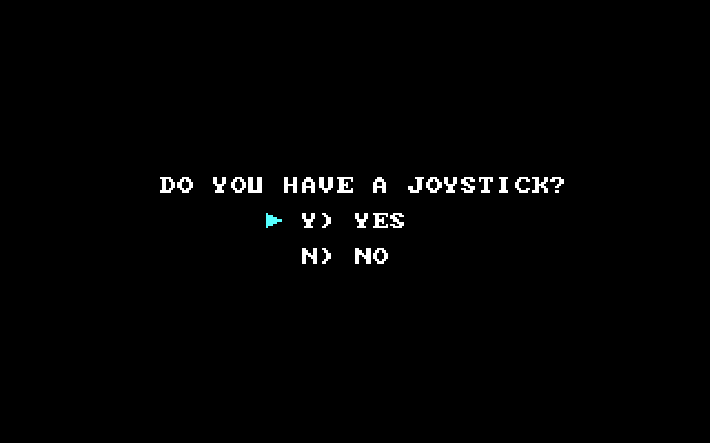 Spiderbot IBM PC/Compatibles Screenshot: Play the game with a joystick or the keyboard?