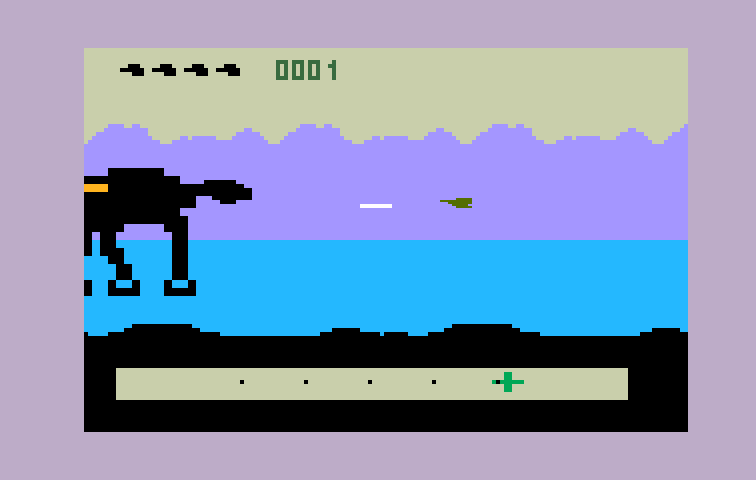 Star Wars: The Empire Strikes Back Intellivision Screenshot: Game start...Here come the imperial walkers!