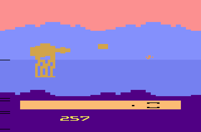 Star Wars: The Empire Strikes Back Atari 2600 Screenshot: Ouch, I've been hit!