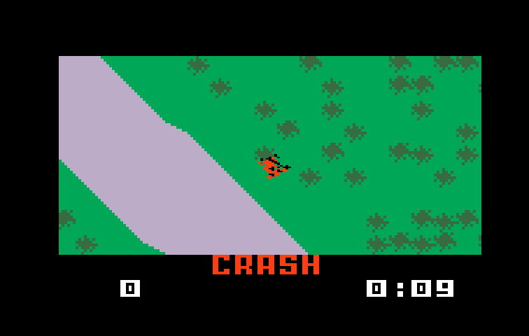 Auto Racing Intellivision Screenshot: Crashed into a tree...