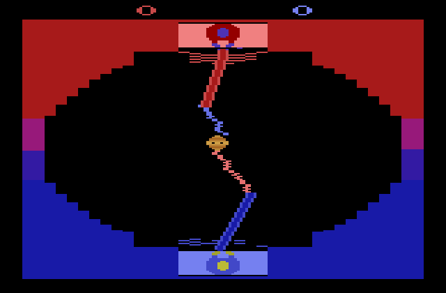 Star Wars: Jedi Arena Atari 2600 Screenshot: Each player blocks an attack...