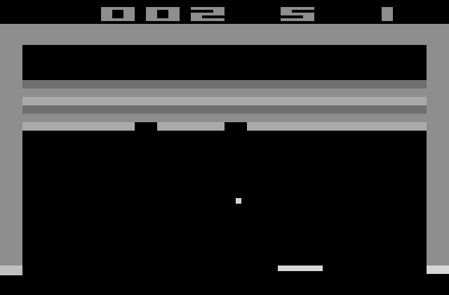 Breakout Atari 2600 Screenshot: Game start.