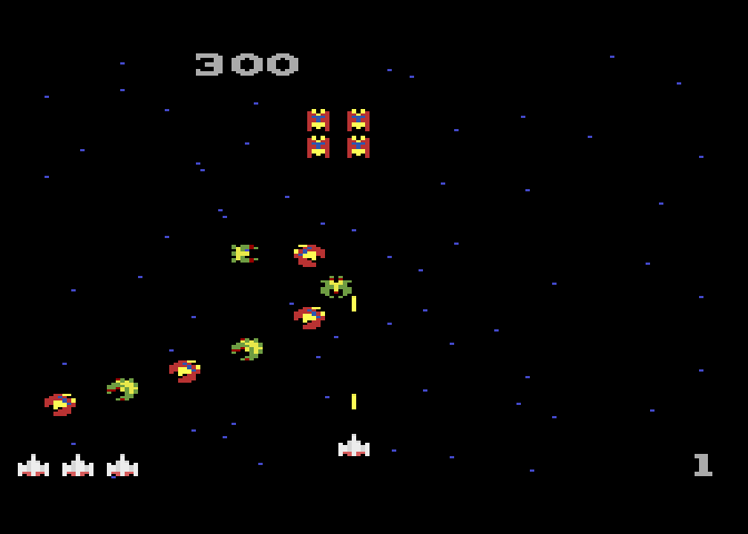 Galaga Atari 7800 Screenshot: Game start.