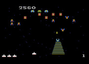 Galaga for Atari 7800 - Your ship may be captured, but I dodged capture this time...