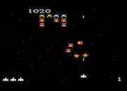 Galaga for Atari 7800 - Enemies appear and fly into formation...