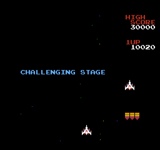 Galaga NES / Famicom Screenshot: Time for the challenging stage...