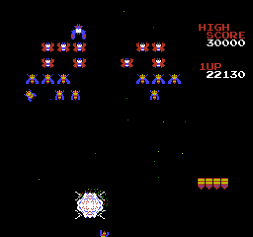 Galaga NES / Famicom Screenshot: I'm hit again...