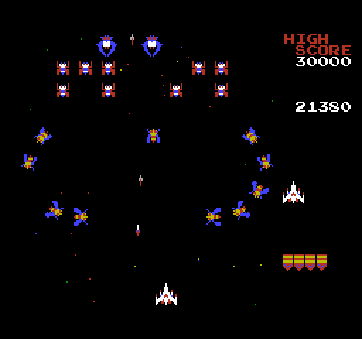 Galaga NES / Famicom Screenshot: The attack continues!
