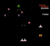 Galaga for NES / Famicom - A captured fighter is also an opportunity to build up double the firepower...