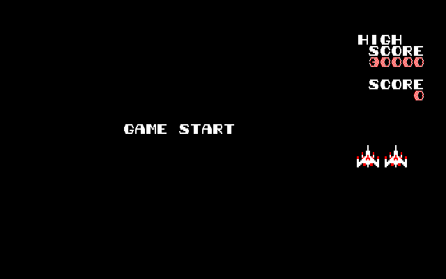 Galaga Fujitsu FM-7 Screenshot: Ready to begin?