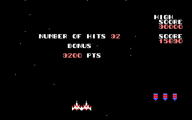 Galaga Fujitsu FM-7 Screenshot: Here's my score...
