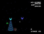 Galaga for Sega SG-1000 - Both of my fighters have been destroyed now...